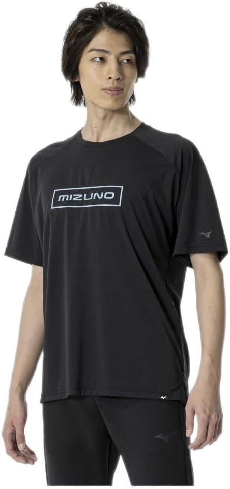 

Мужская тренировочная футболка Mizuno 32MAA510 Dry с коротким рукавом, впитывающая пот, быстросохнущая, меланжевый черный