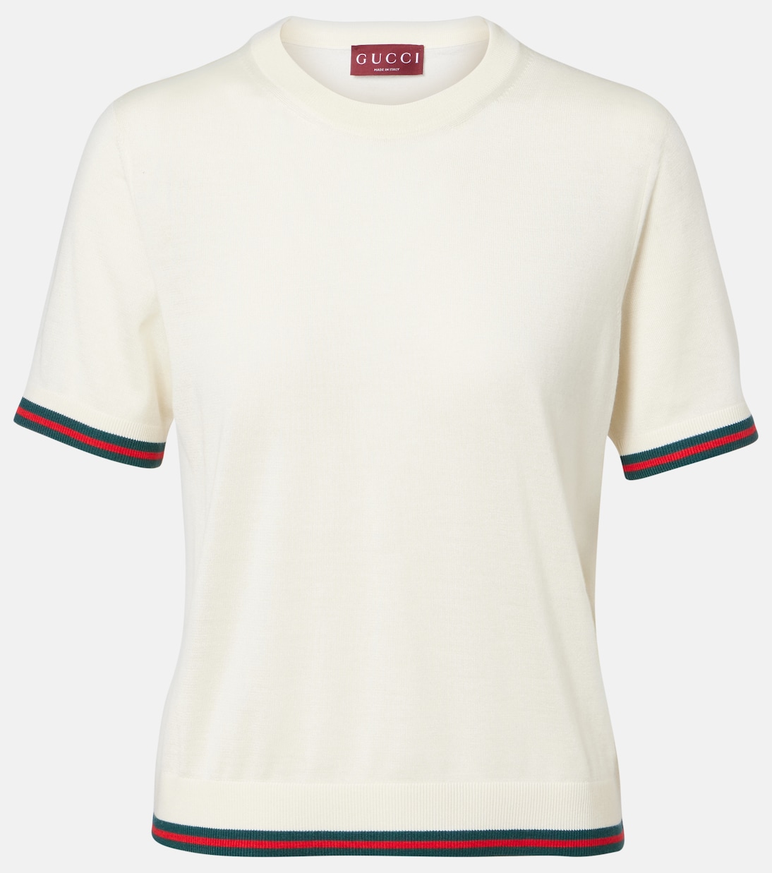 Топ из кашемира и шелка Gucci, White/Mc