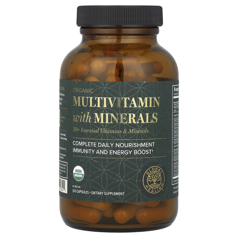 

Global Healing, Органические мультивитамины с минералами, 120 капсул