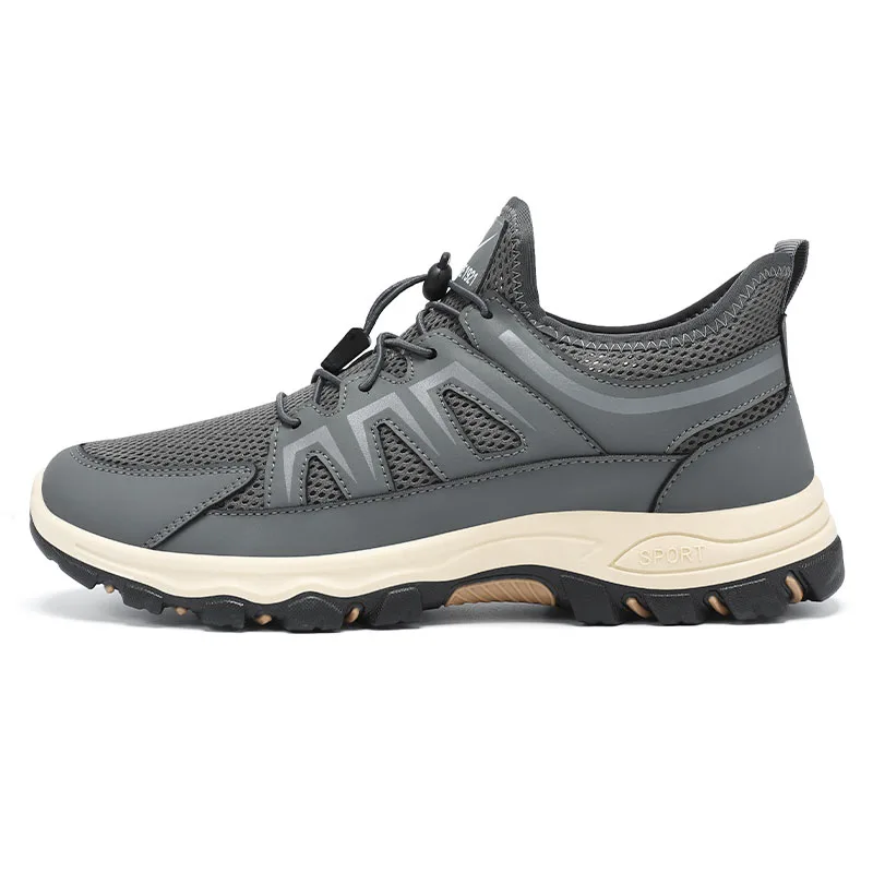 Мужские туфли Old Beijing Cloth Shoes дышащие сетчатые для горных походов DOUBLE STAR 88, серый