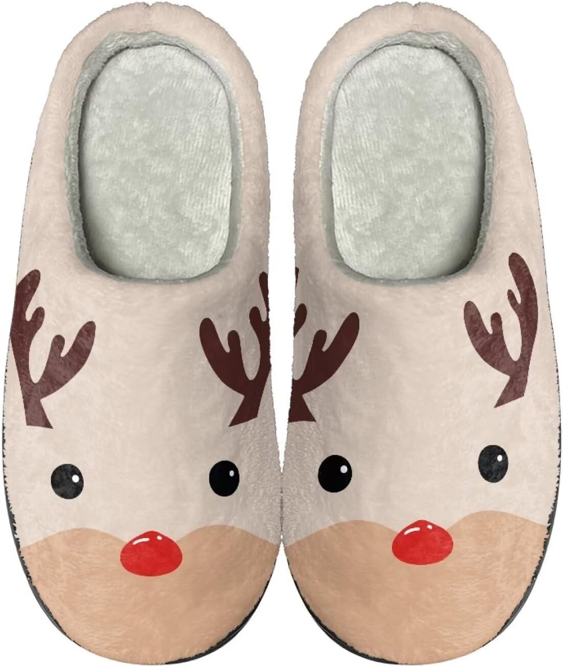 

Мультяшные тапочки Howilath из флиса для мужчин и женщин, антискользящие, теплые и дышащие, размеры-2XL, Cartoon Christmas Deer