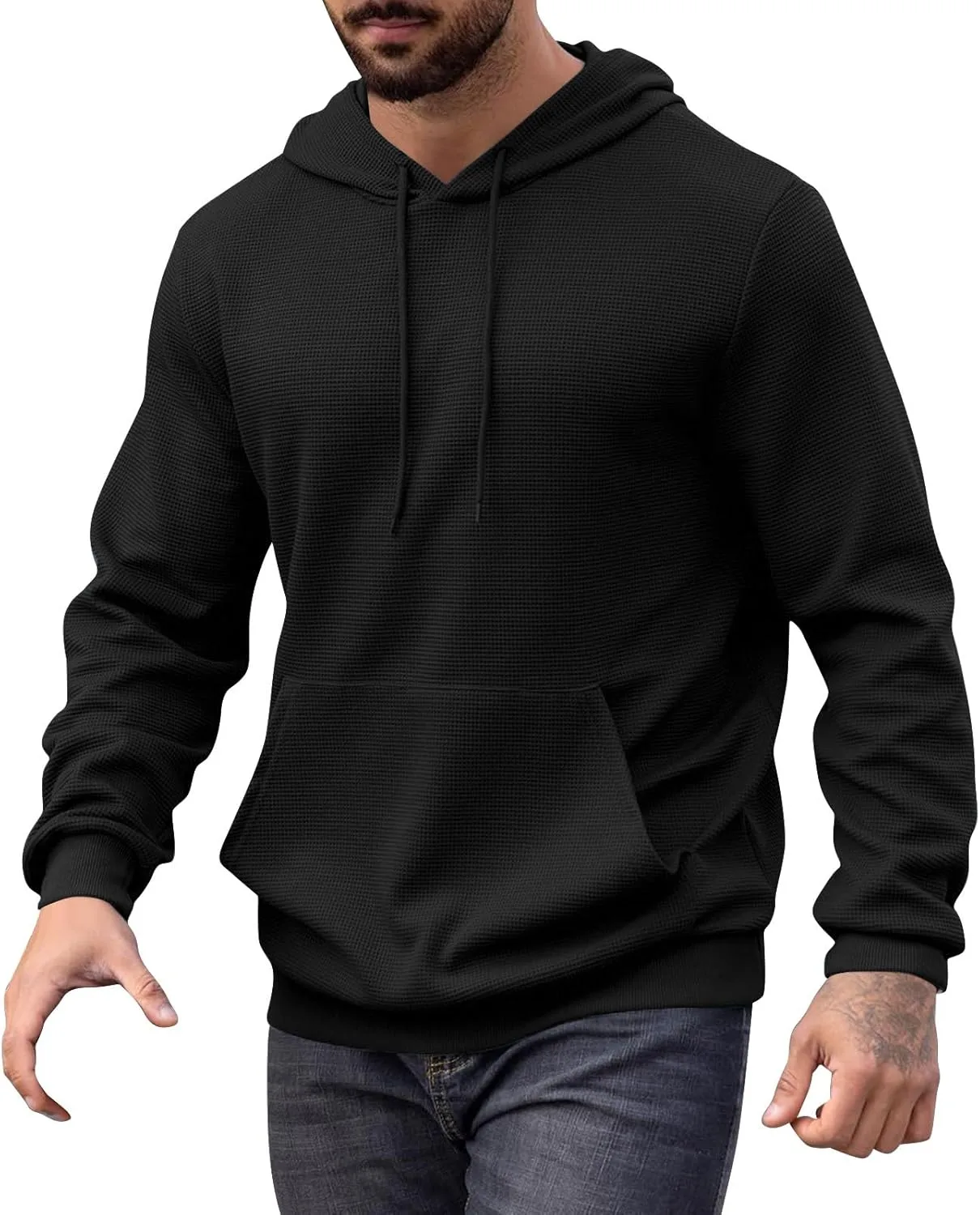 

Мужской свитшот с капюшоном Waffle, легкий, с карманом