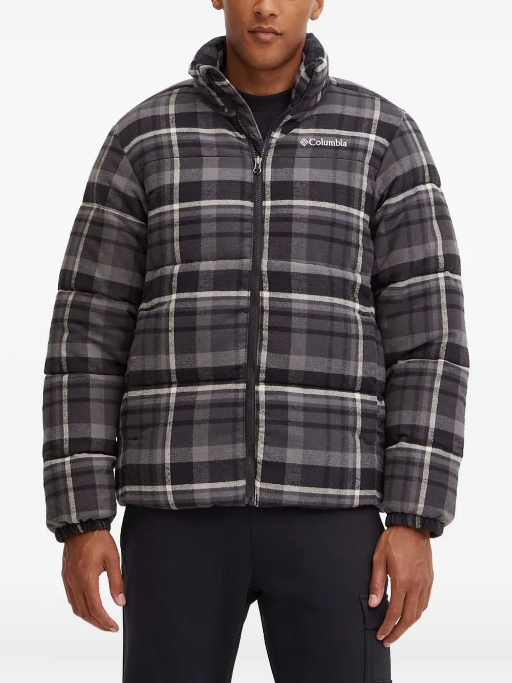 

Пуховик в клетку Columbia, серый