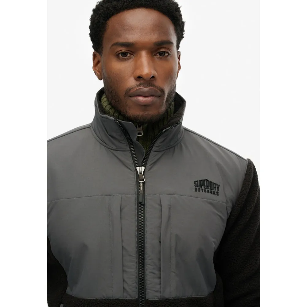 Флисовая куртка Superdry Hybrid Trekker, серый — фото 4