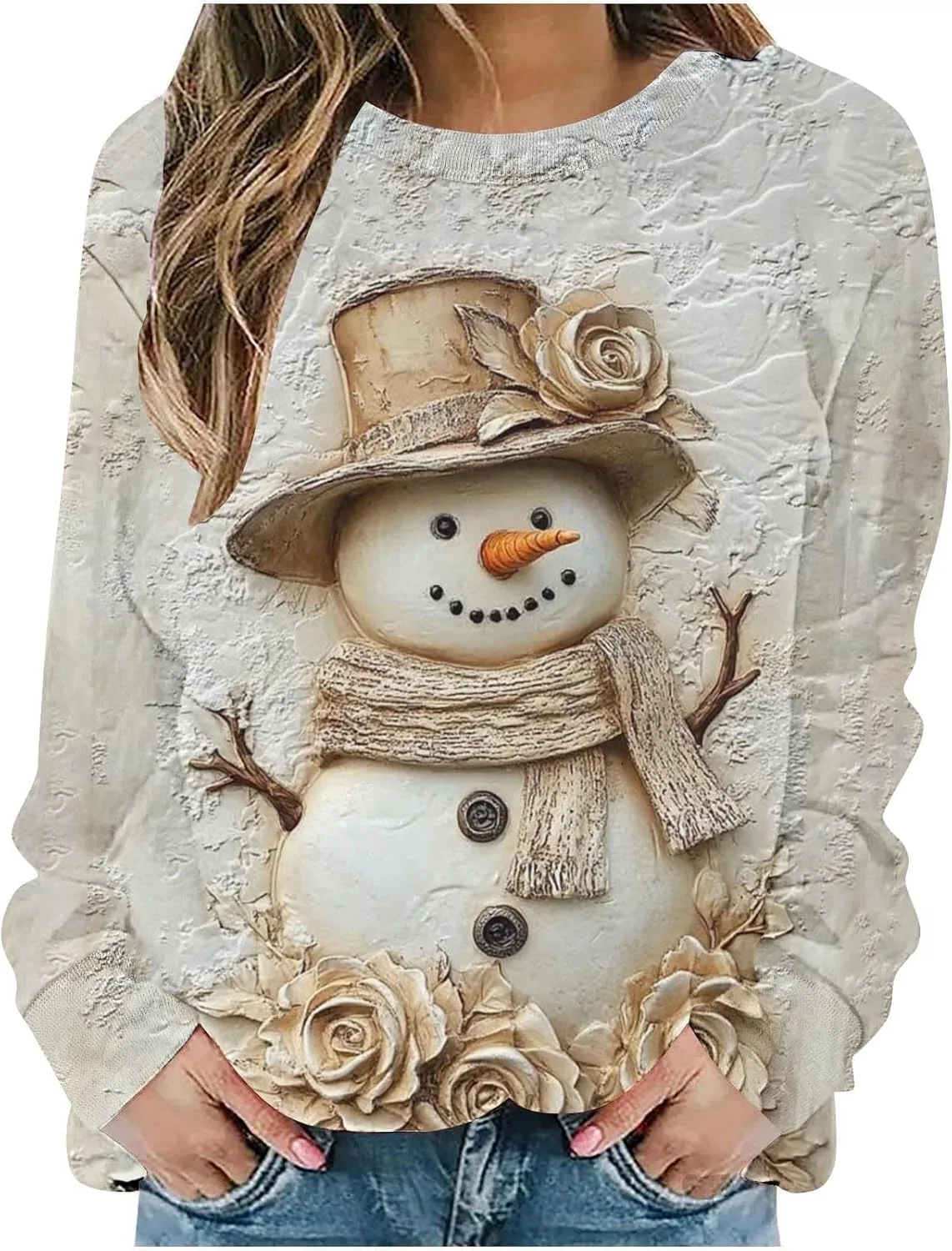 

Рождественский свитшот для женщин с милым новогодним принтом