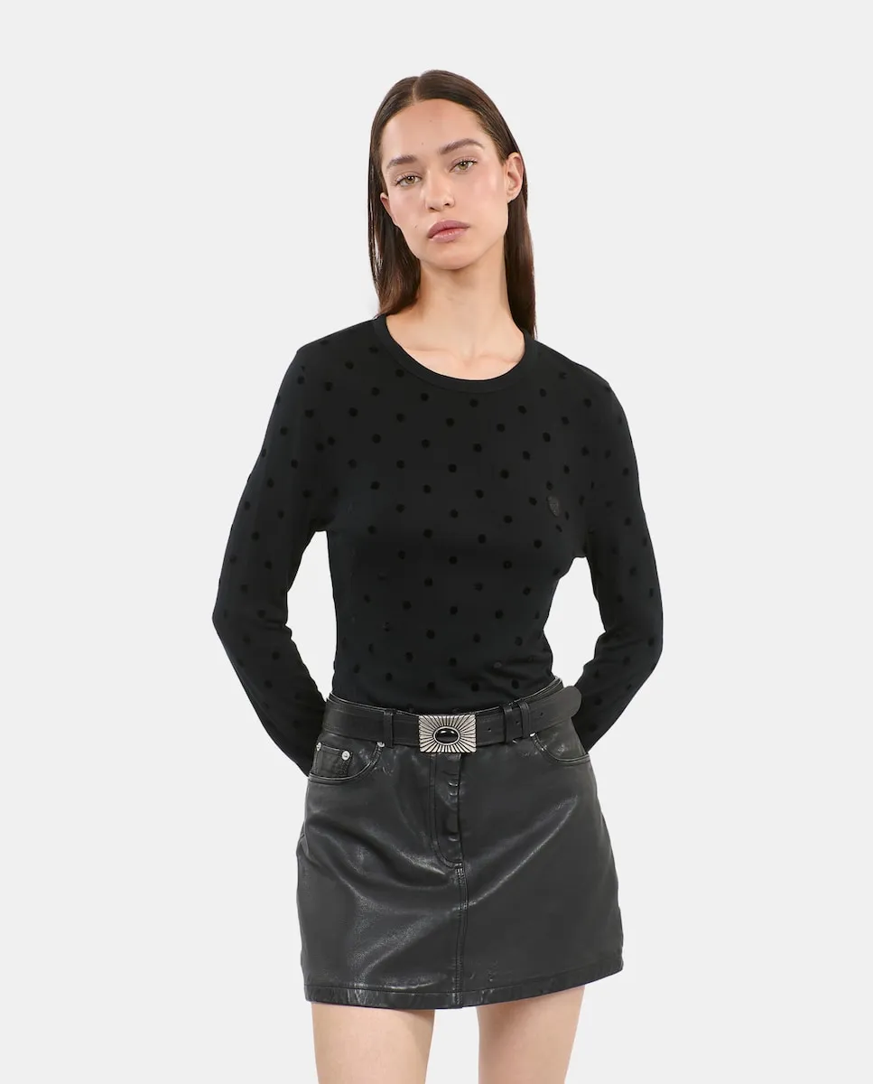 

Женская футболка с длинными рукавами и узором в горошек The Kooples, черный