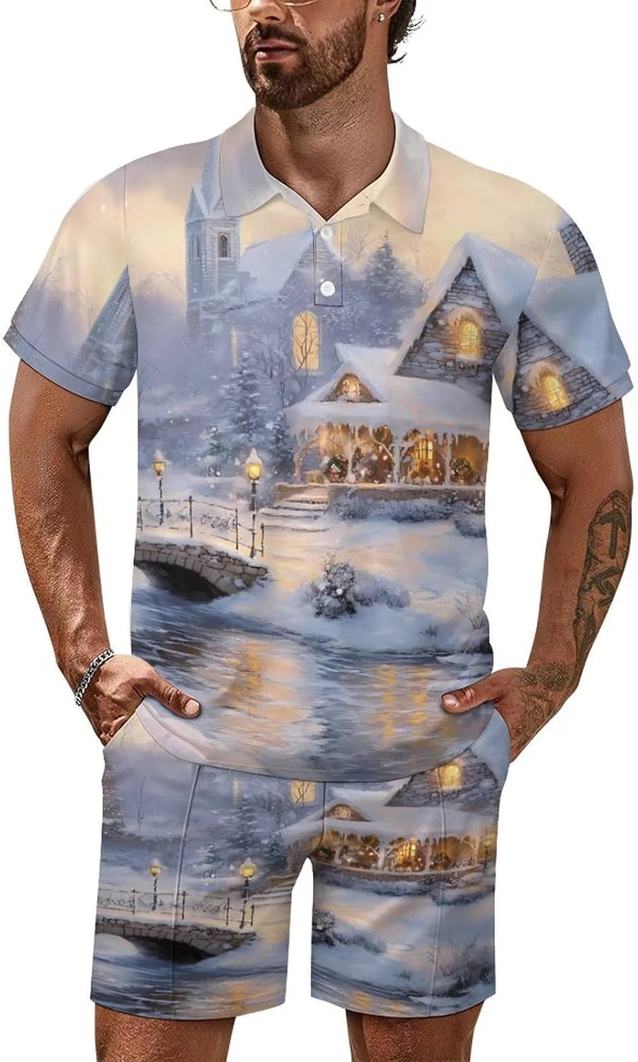 Мужской спортивный костюм из футболки поло и шорт, Style