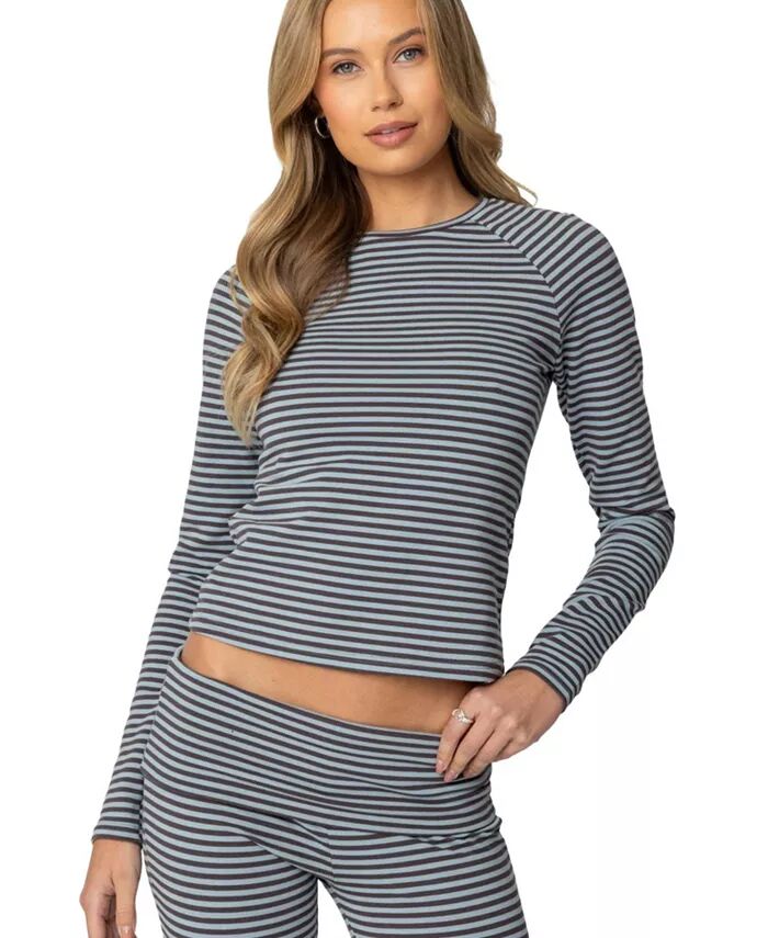 

Женская футболка Kaeli Stripey с длинным рукавом Edikted, синий