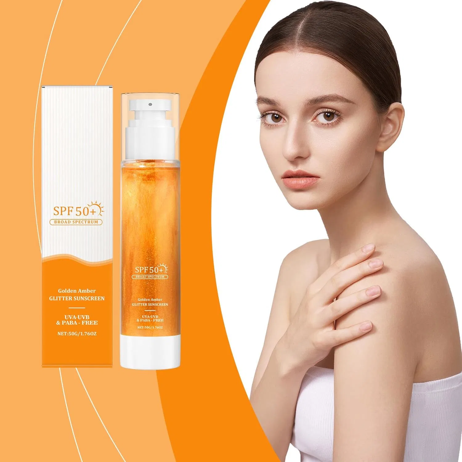 Мерцающий солнцезащитный крем SPF 50 водостойкий 50 г Generisch, 2Pc — фото 2