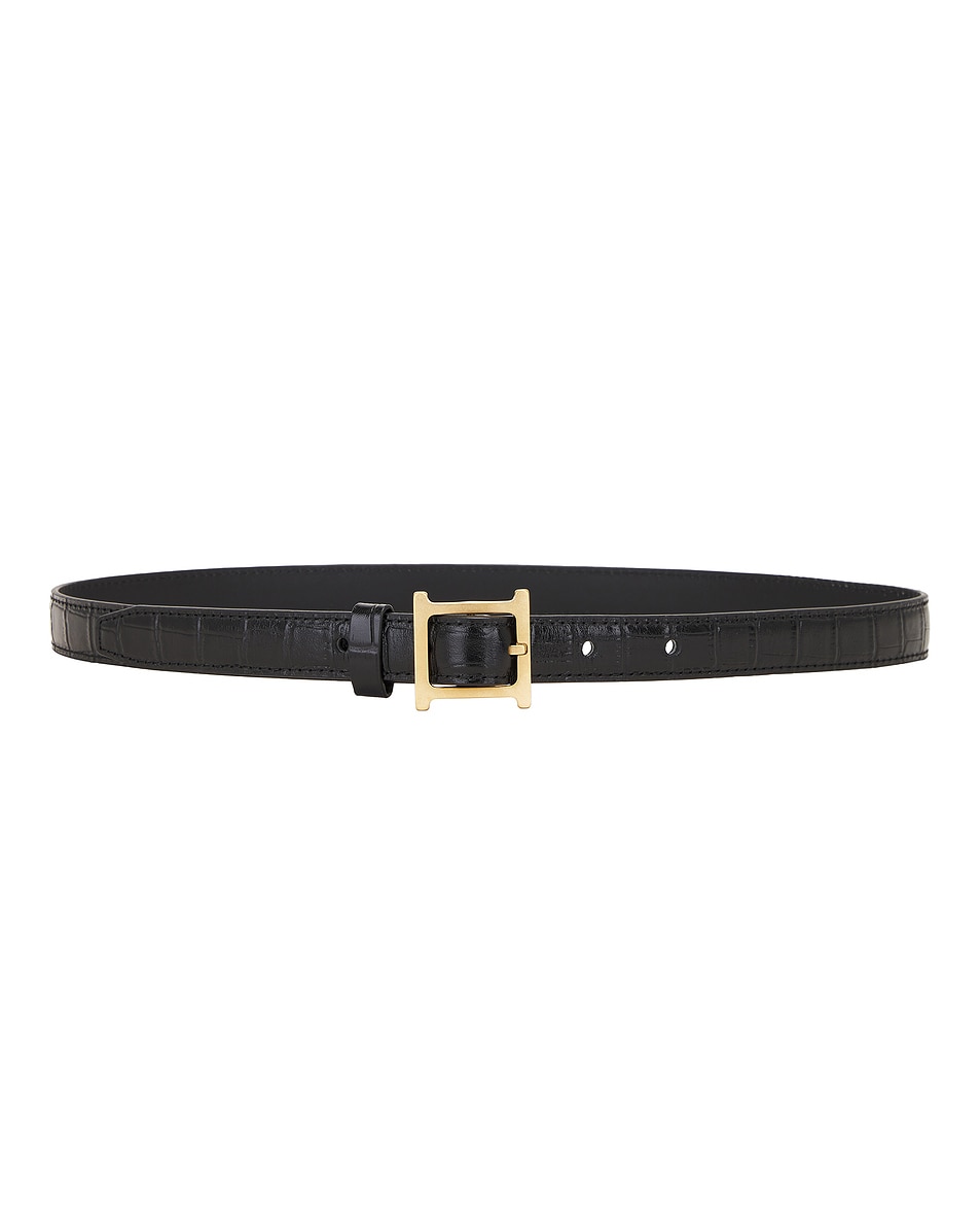 

Миниатюрный пояс с логотипом Helsa, цвет Black Croco & Gold
