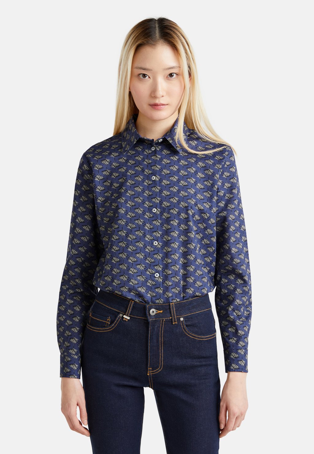 

Блузка на пуговицах PATTERNED United Colors of Benetton, темно-синий
