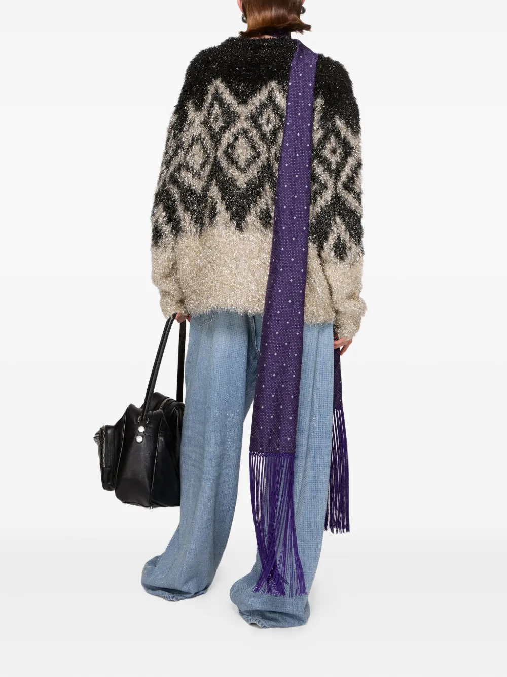 Свитер с геометрическим узором Acne Studios, черный — фото 3