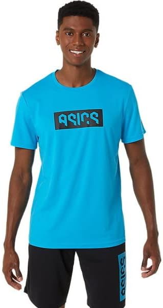 

Мужская тренировочная футболка ASICS HEX GRAPHIC DRY с коротким рукавом (2031D819), черный/синий