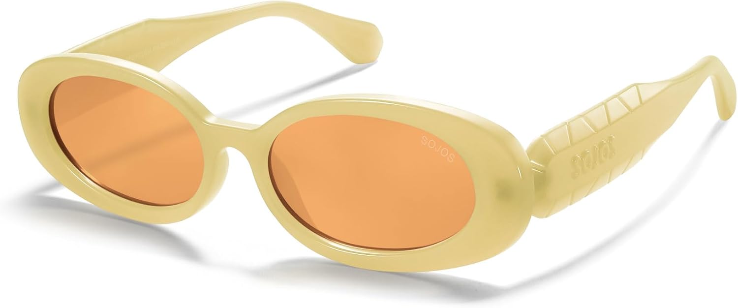 

Солнцезащитные очки SOJOS Ocean Collection Retro Oval Polarized для женщин и мужчин, винтажная оправа из переработанного пластика, экологичные, для защиты от солнца, Yellow/Orange