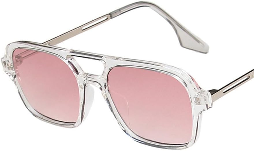 

Ретро солнцезащитные очки с двойной перемычкой для женщин, модные розовые градиентные очки, очки с ажурным леопардовым принтом, синие солнцезащитные очки для мужчин HYYZZC, Clear Pink