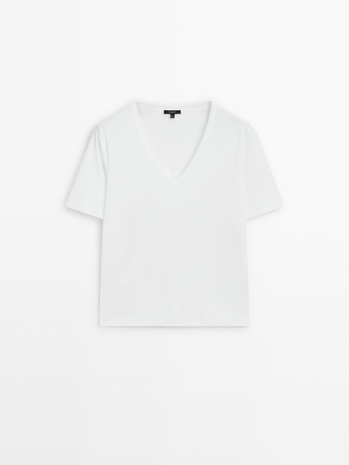 Футболка с коротким рукавом из 100% хлопка Massimo Dutti, белый — фото 4
