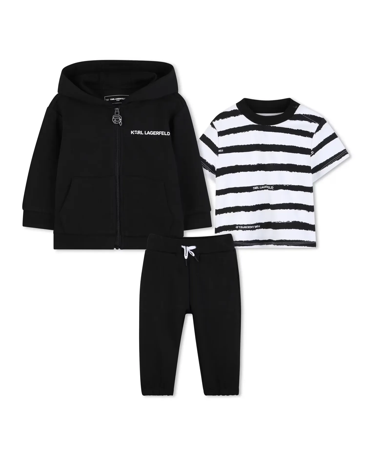 Набор для мальчика из хлопка с полосками Karl Lagerfeld Kids, черный