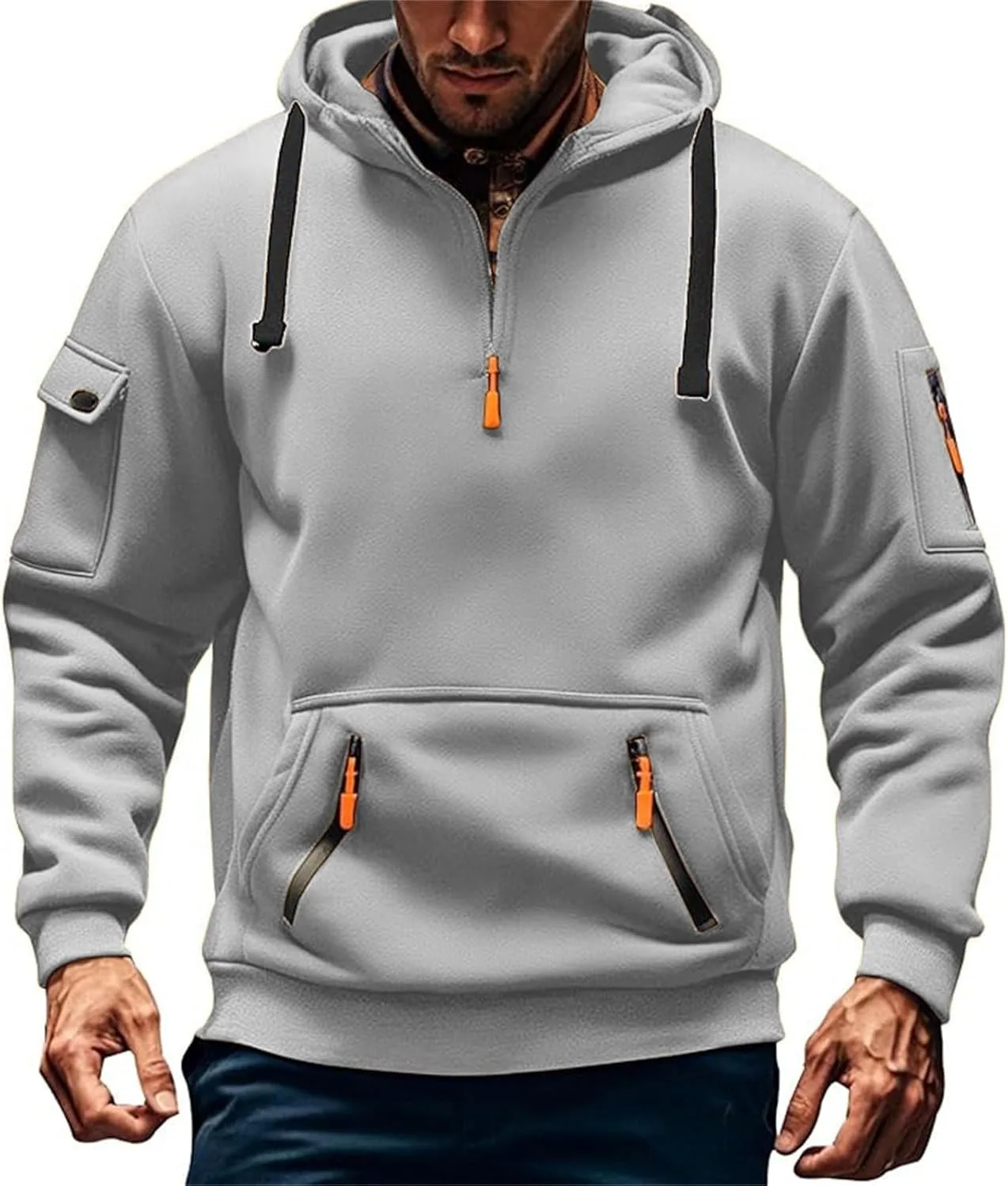 

Толстовка с капюшоном Quarter Zip, оверсайз, с карманами