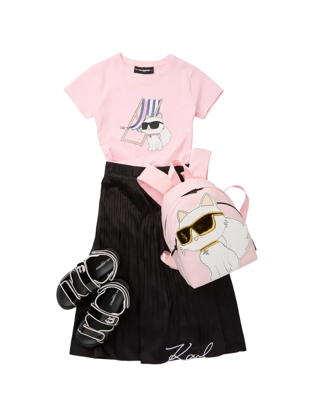 Футболка с графичным принтом Karl Lagerfeld Kids, розовый — фото 4