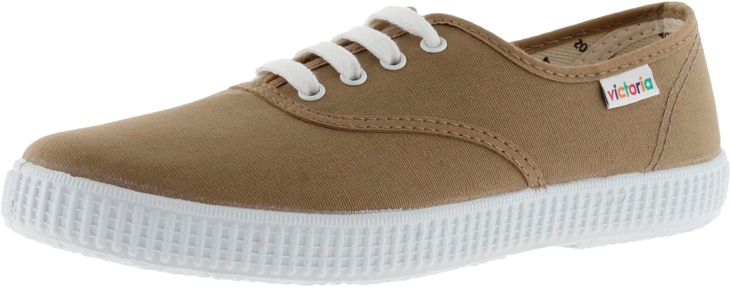 

Женские кеды Victoria английского бренда с тонированным носком из канвы и шнуровкой, Tostado