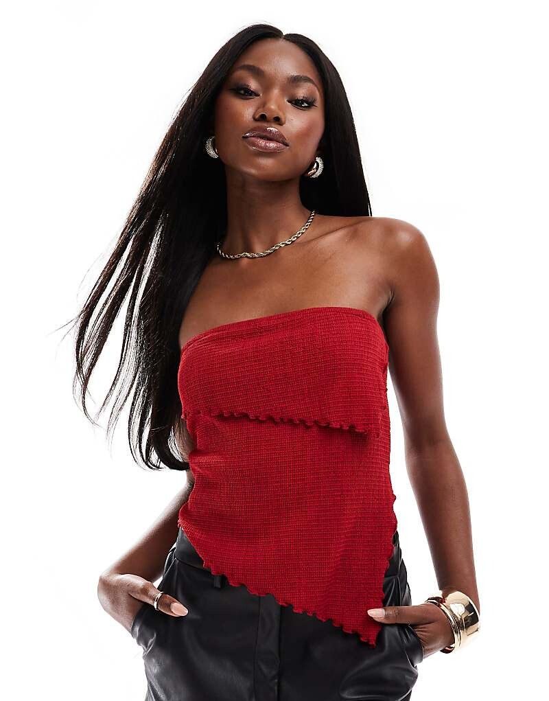 

ASOS DESIGN – красный текстурированный топ-бандо с закругленным вырезом