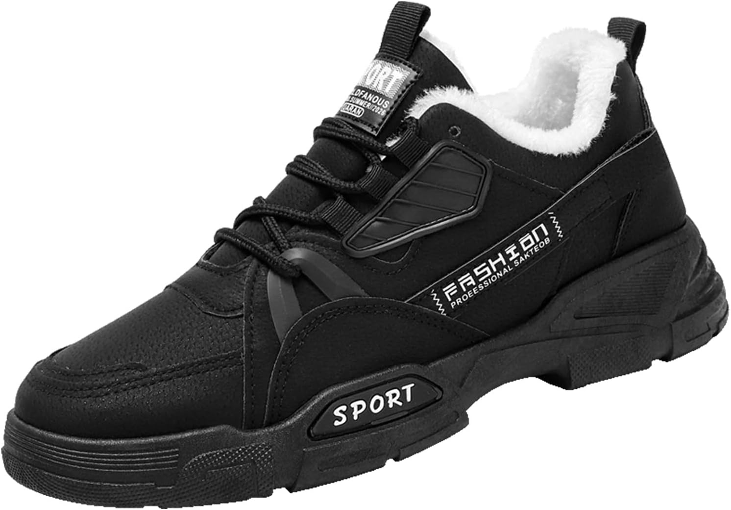 

Мужские слипы на ходьбу, удобные зимние теплые туфли с искусственным мехом, походные ботинки с памятью формы, дышащие, легкие модные кроссовки, противоскользящие для путешествий, бега, тренировок в спортзале, широкая полнота Generic, черный