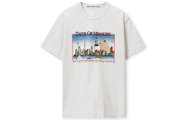 

Классическая футболка с коротким рукавом и принтом Skyline Alexander Wang, белый