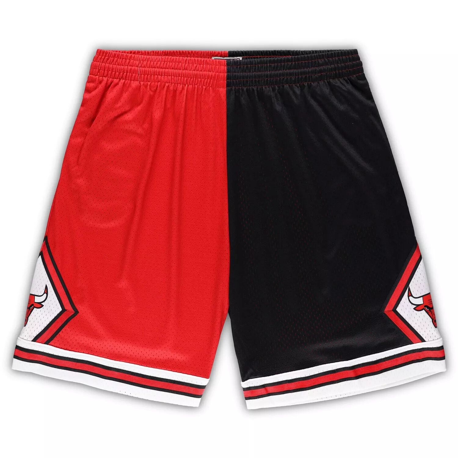 

Мужские шорты Mitchell & Ness Red/Black Chicago Bulls Big & Tall из твердой древесины, классические шорты Swingman с разрезом