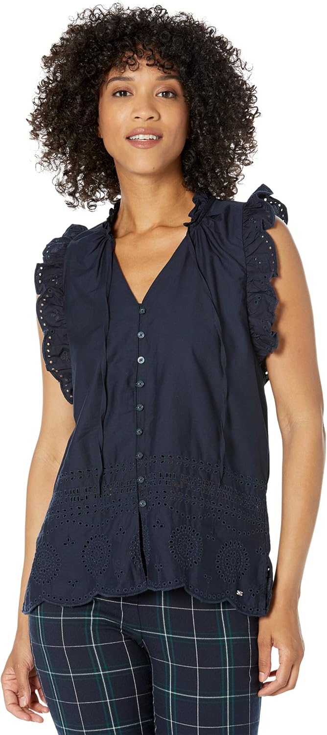 

Женский топ с оборками и посадкой Tommy Hilfiger, Masters Navy