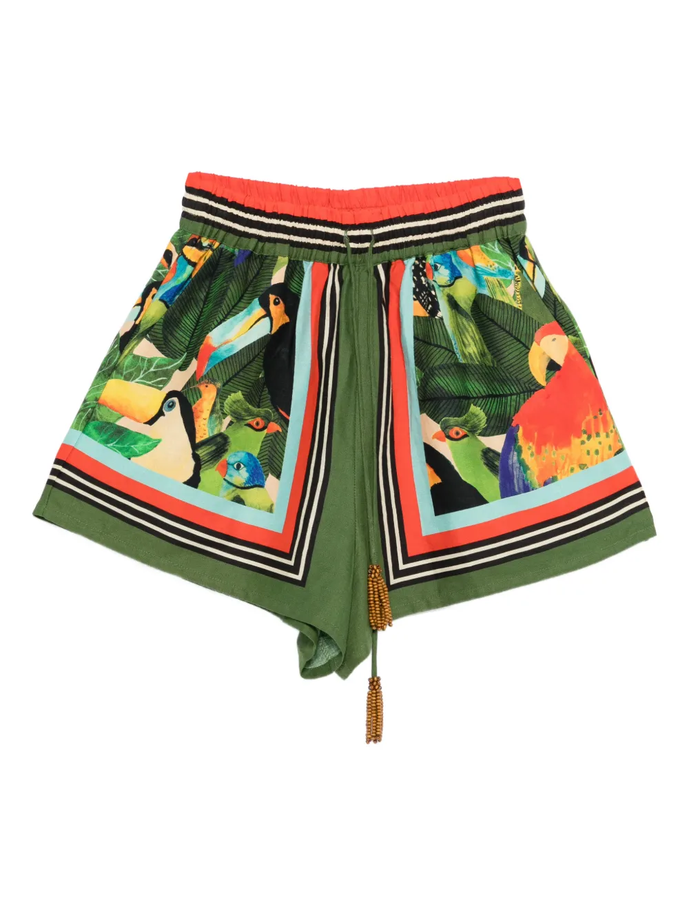 

Шорты с принтом в виде птиц и декоративными бусинами Farm Rio, зеленый