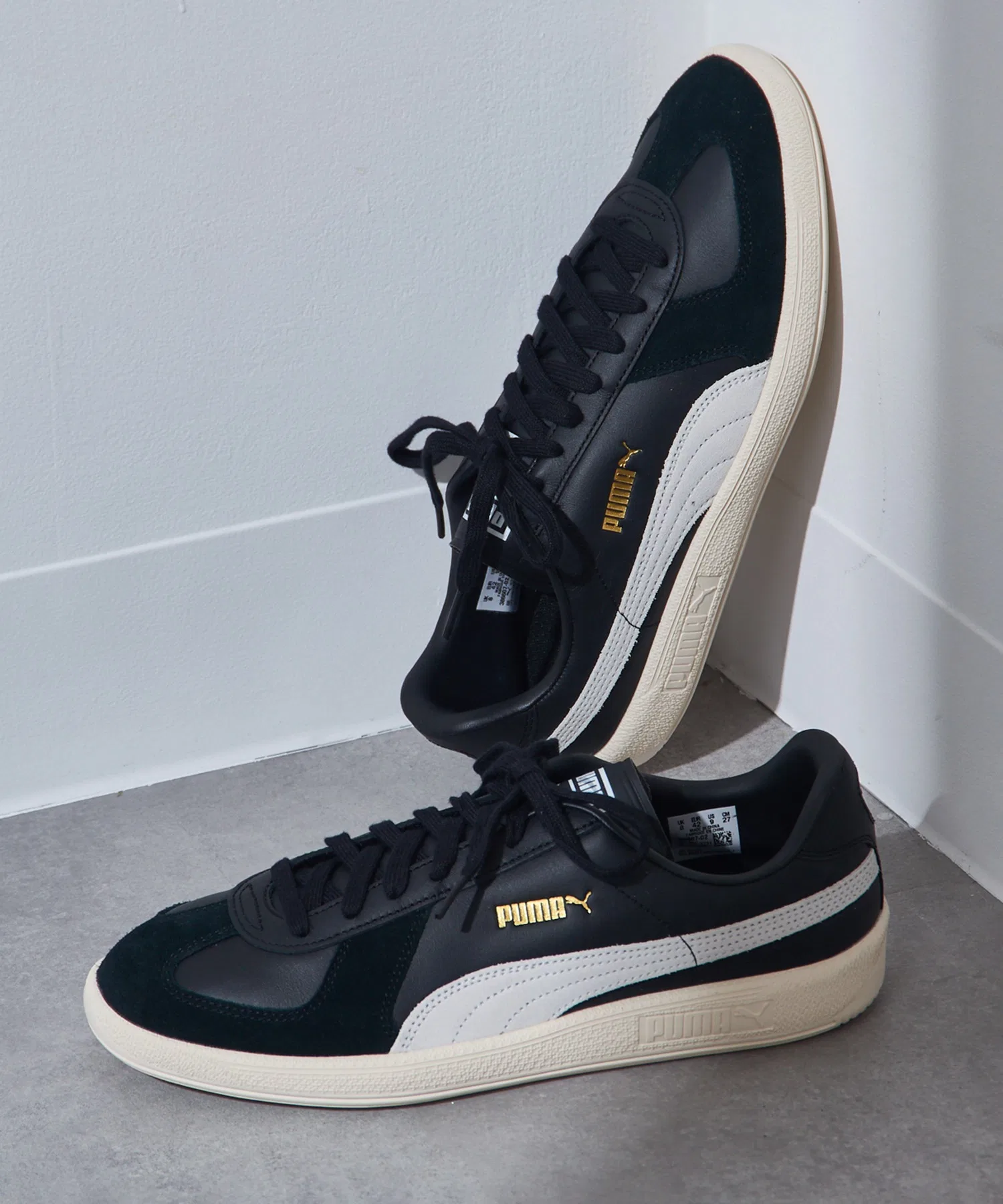Унисекс кроссовки PUMA Army Trainer из кожи чёрные