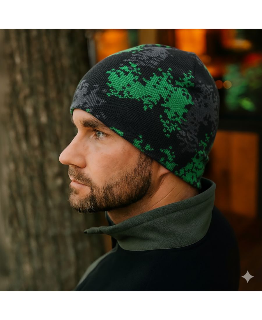

Мужская шапка-бини Bolton без манжеты Kanut Sports, Black/grey/green