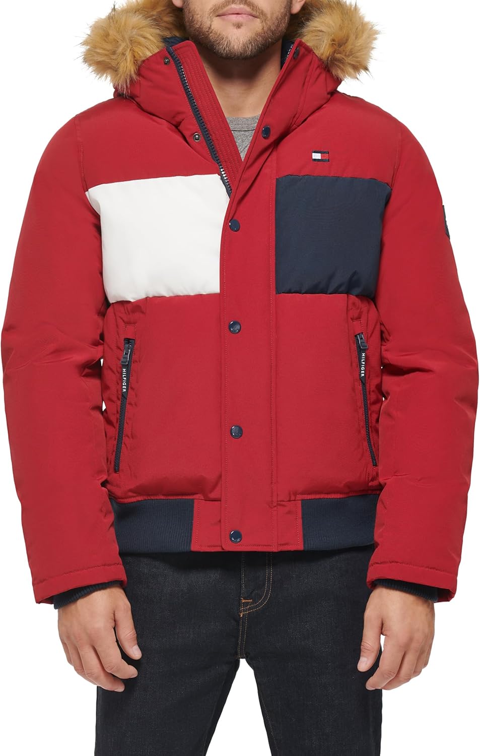 

Мужская стеганая куртка-бомбер Tommy Hilfiger Arctic Cloth (стандартная и для больших и высоких), Red Flag Print