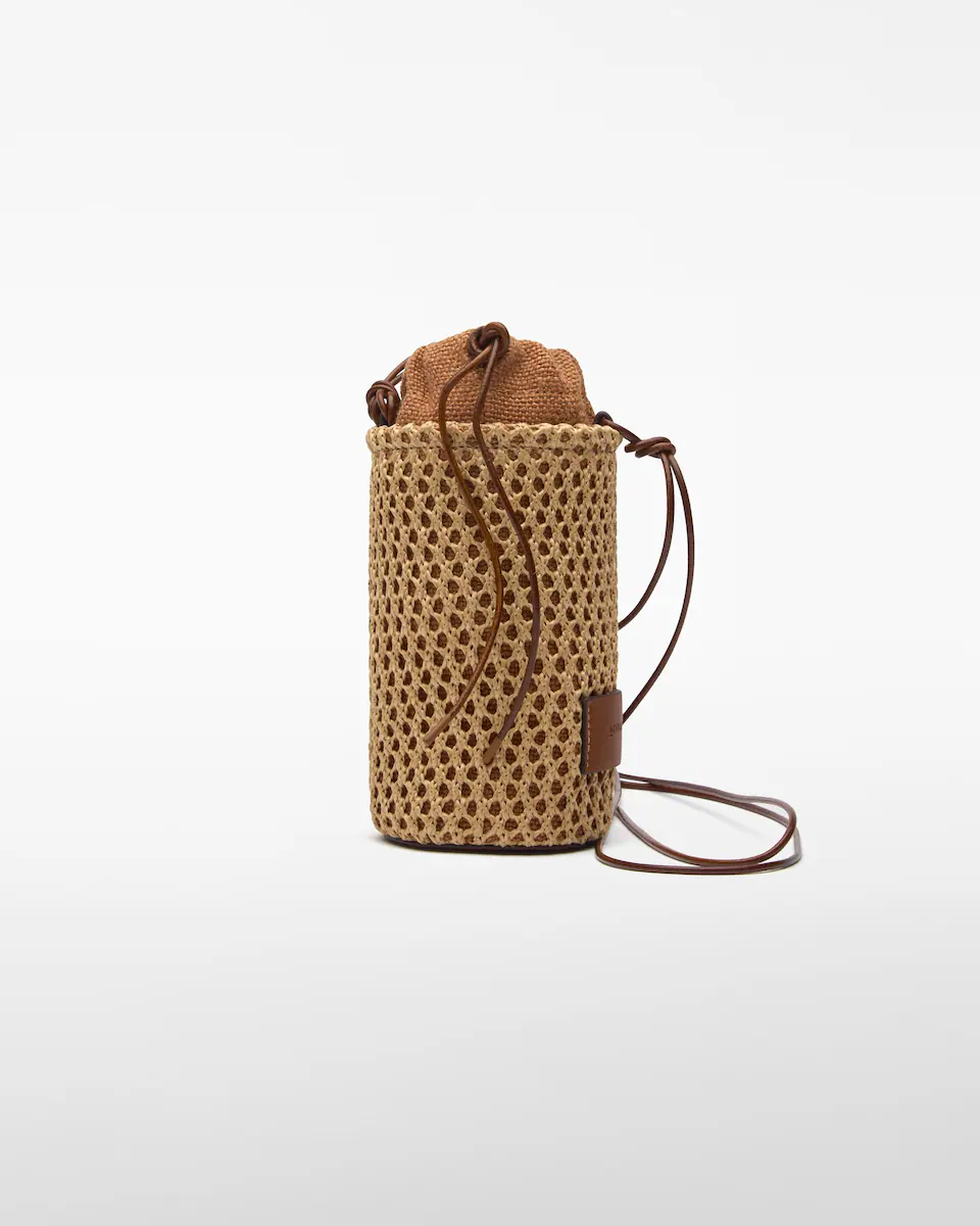 

Маленькая женская сумка с текстурой рафии и внутренним мешком Adolfo Dominguez, светло-коричневый