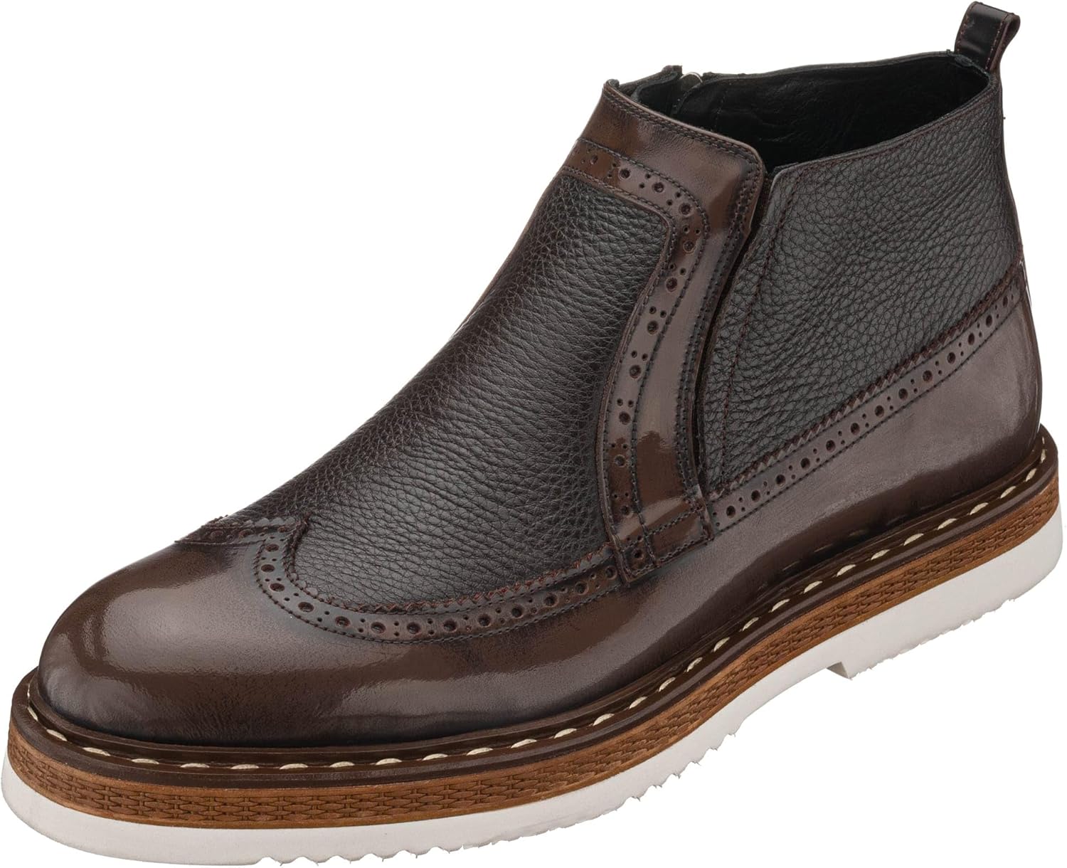 

Мужские коричневые кожаные ботинки DALGALA ручной работы с брогированием, челси, классические ботинки до щиколотки с застежкой-молнией