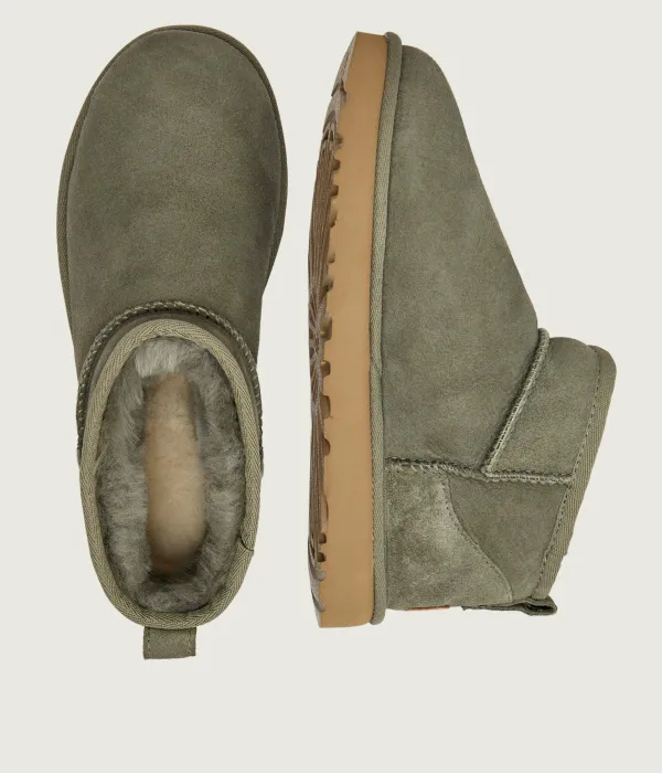 Классические ультрамини кожаные зимние ботинки Ugg, зеленый — фото 4