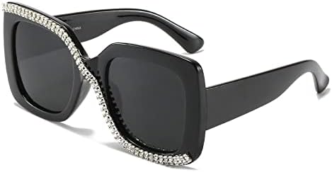 

Солнцезащитные очки 2027 года в квадратной оправе с бриллиантами для женщин и мужчин, ретро-стиль, увеличенная оправа, модные женские солнцезащитные очки UV400 MTZJH, Black