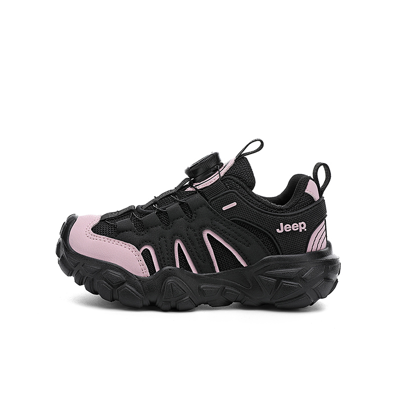 

Износостойкие, дышащие и противоударные низкие детские кроссовки для бега Teenagers Jeep, черный розовый