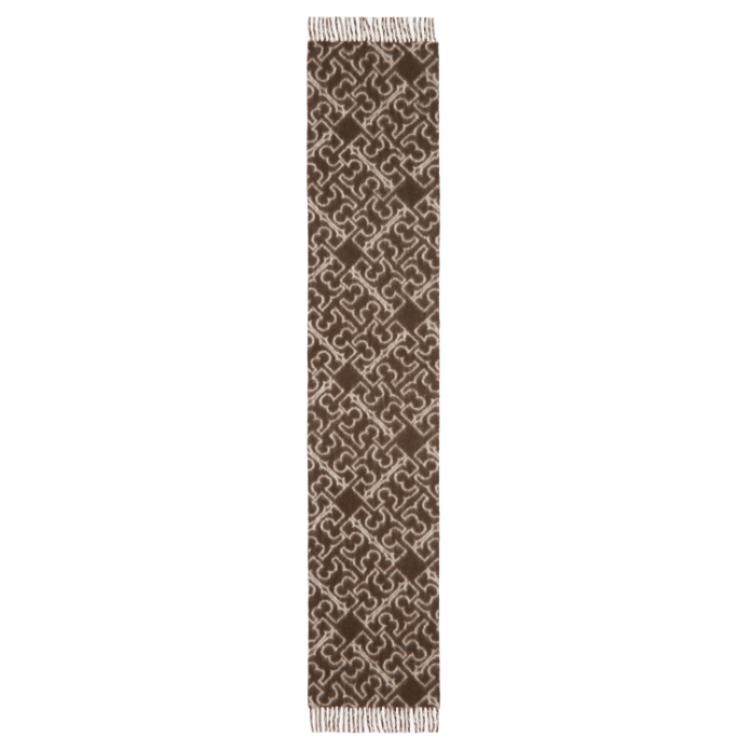 

TORY BURCH Бахромчатый шарф с логотипом, Brown