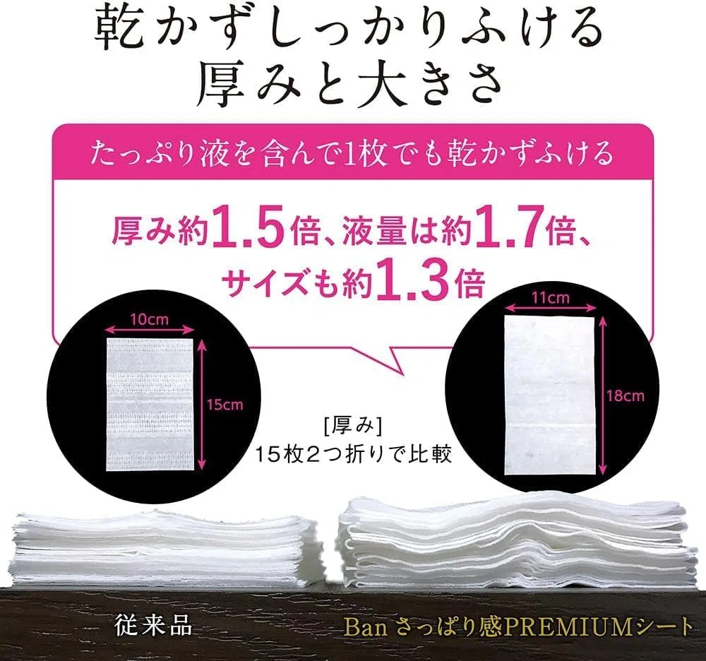 Салфетки для снятия макияжа Ban Premium Sheet Non-Powder Type, свежий цветочный аромат, набор из 4 штук + бонус — фото 4