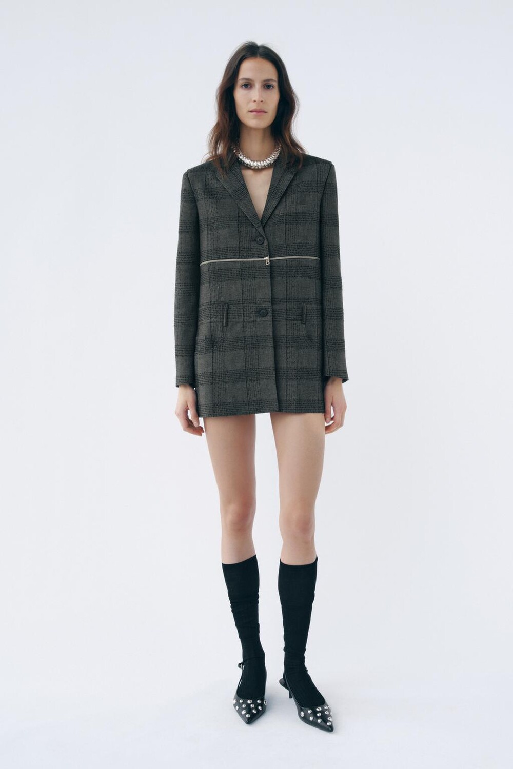 

Платье-блейзер на молнии ZARA, серый мергель
