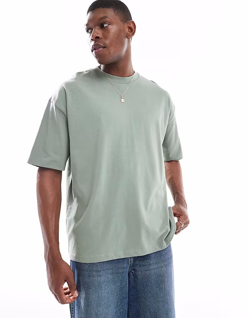 

Футболка оверсайз от ASOS DESIGN плотного тона цвета шалфей - ХАКИ