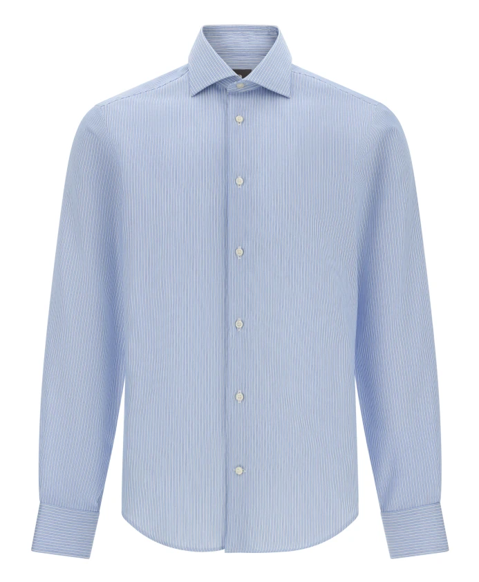 

Не требующая глажки, приталенная полосатая хлопковая рубашка Boggi Milano, синий