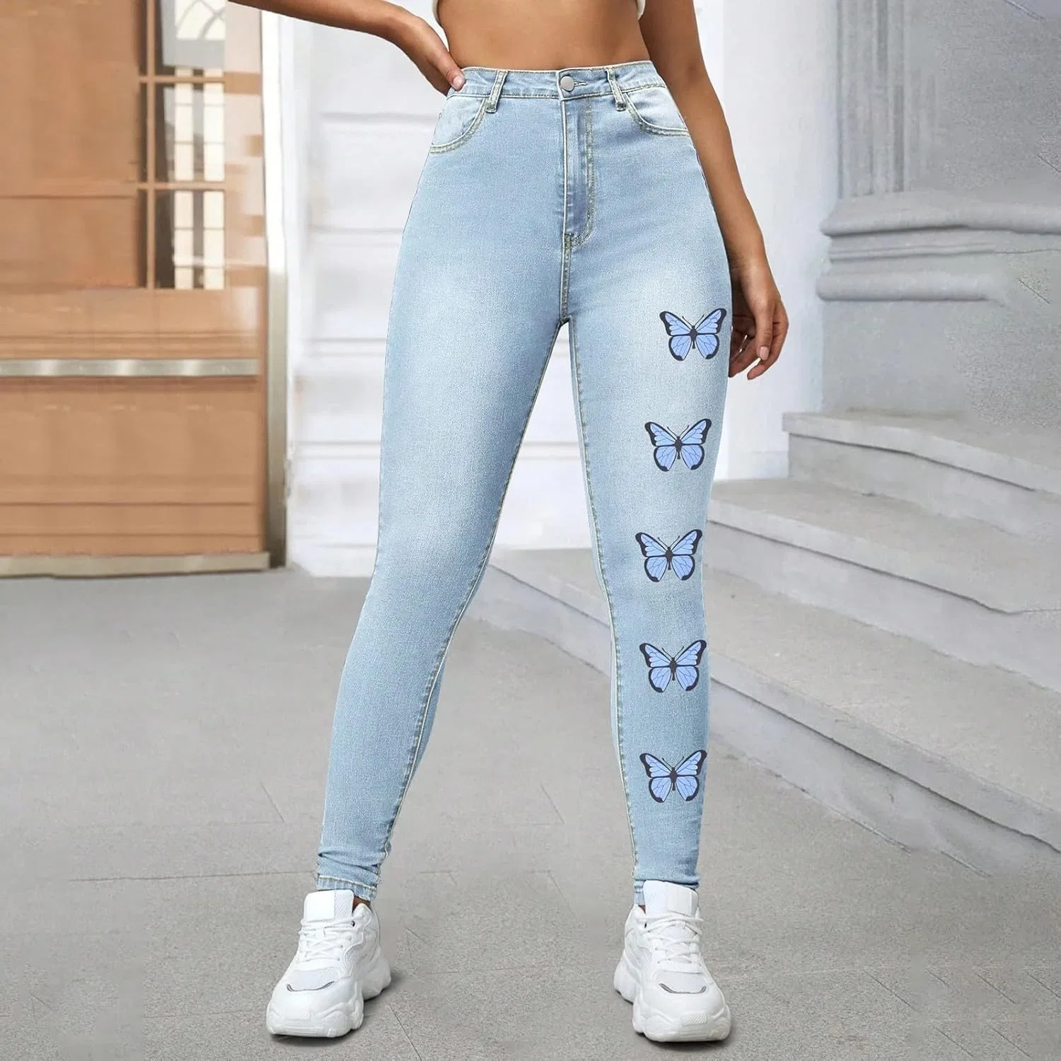 Джинсы скинни Womens Classic High Waisted, sky blue — фото 2