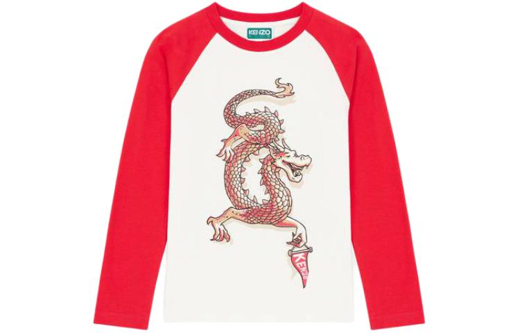 Футболка детская 'Год Дракона' хлопковая футболка кремовая Kids' KENZO — фото 2