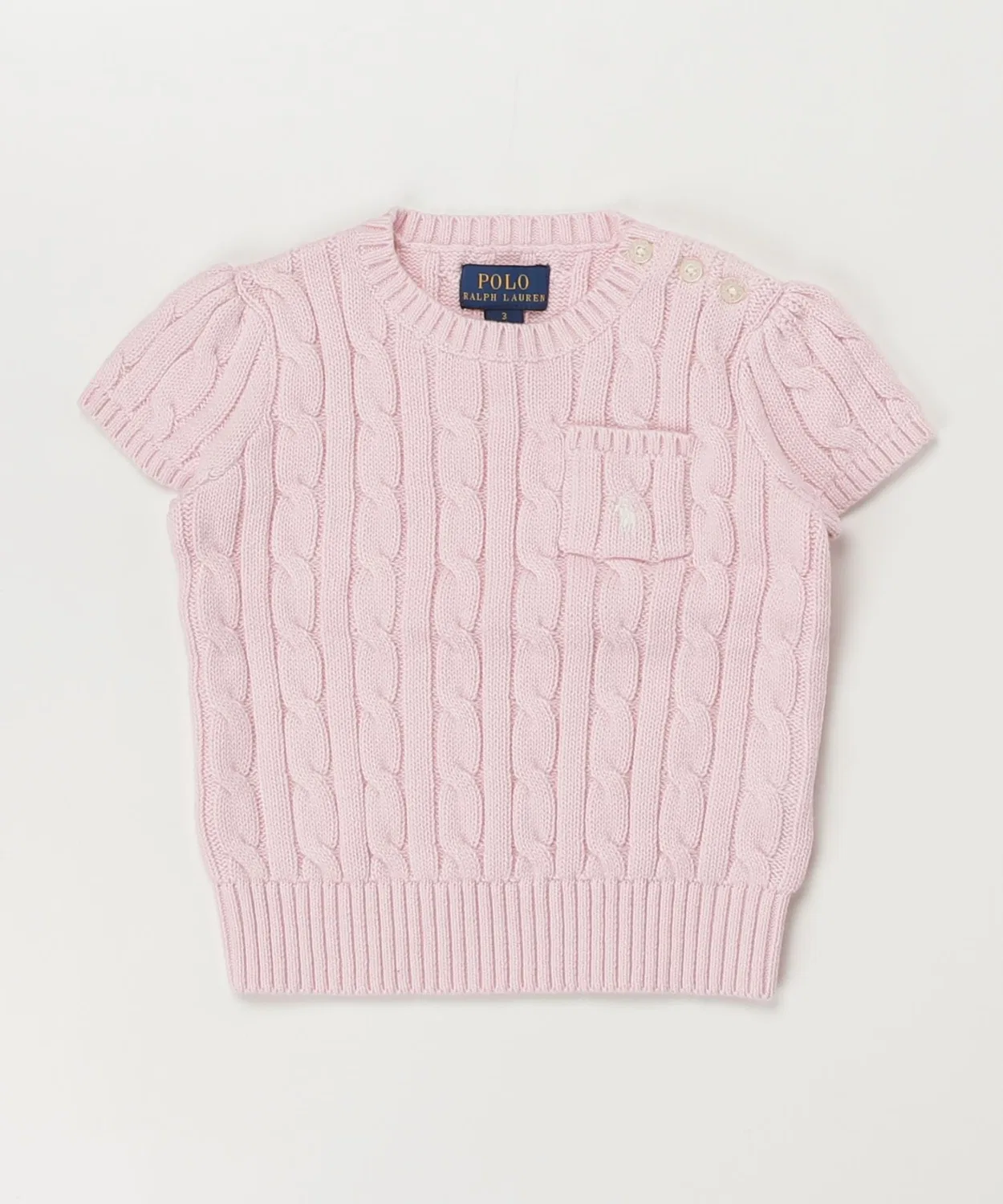 Свитер с коротким рукавом из хлопка Ralph Lauren, розовый — фото 3