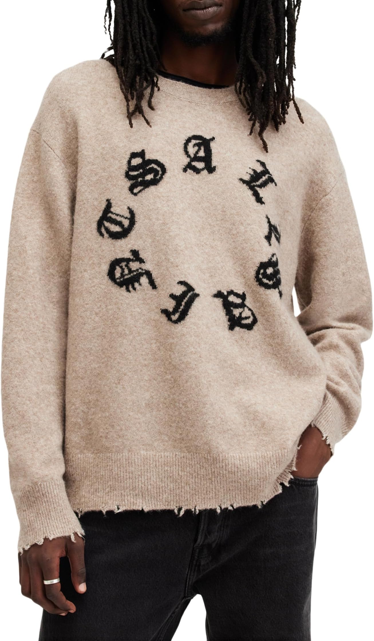 

Толстовка AllSaints Scripture Crew, черный