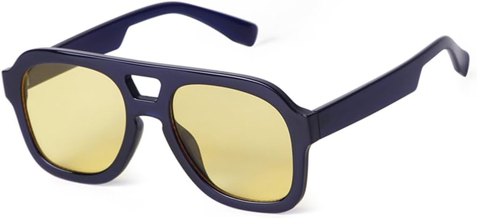 

Винтажные солнцезащитные очки в черепаховой оправе синего цвета для женщин и мужчин, модные, с двойной перемычкой, оранжевыми линзами, с защитой от УФ-излучения generic, C9