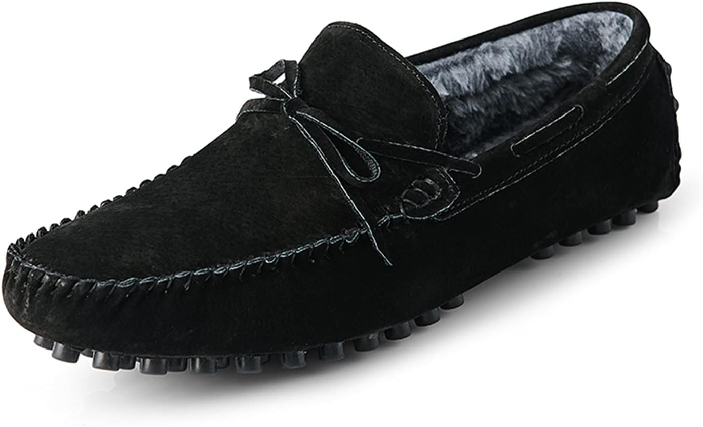 

Мокасины HOOENG для мужчин, обувь для вождения, варианты с подкладкой, дековые туфли из настоящей кожи, замшевый верх, 1 отверстие, круглый носок, плоский каблук, устойчивые, удобные, мягкие, повседневные (Цвет: красный, Размер: 9)