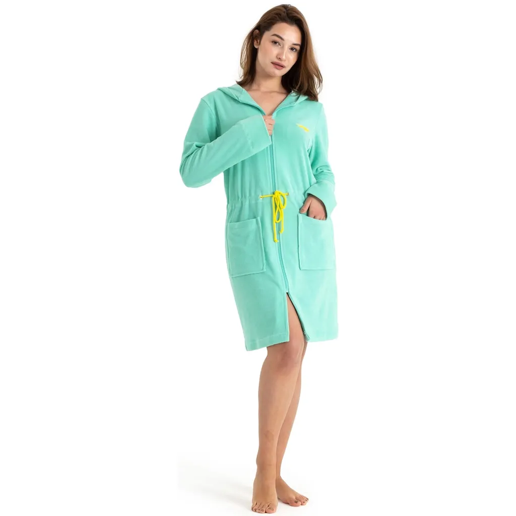

Женский халат KangaROOS Kira, идеальный для сауны и спа, гостиничный халат, утренний халат, 1 шт., с пояском, короткий, халаты для женщин, размеры XS-3XL Kangaroos, Seegrün